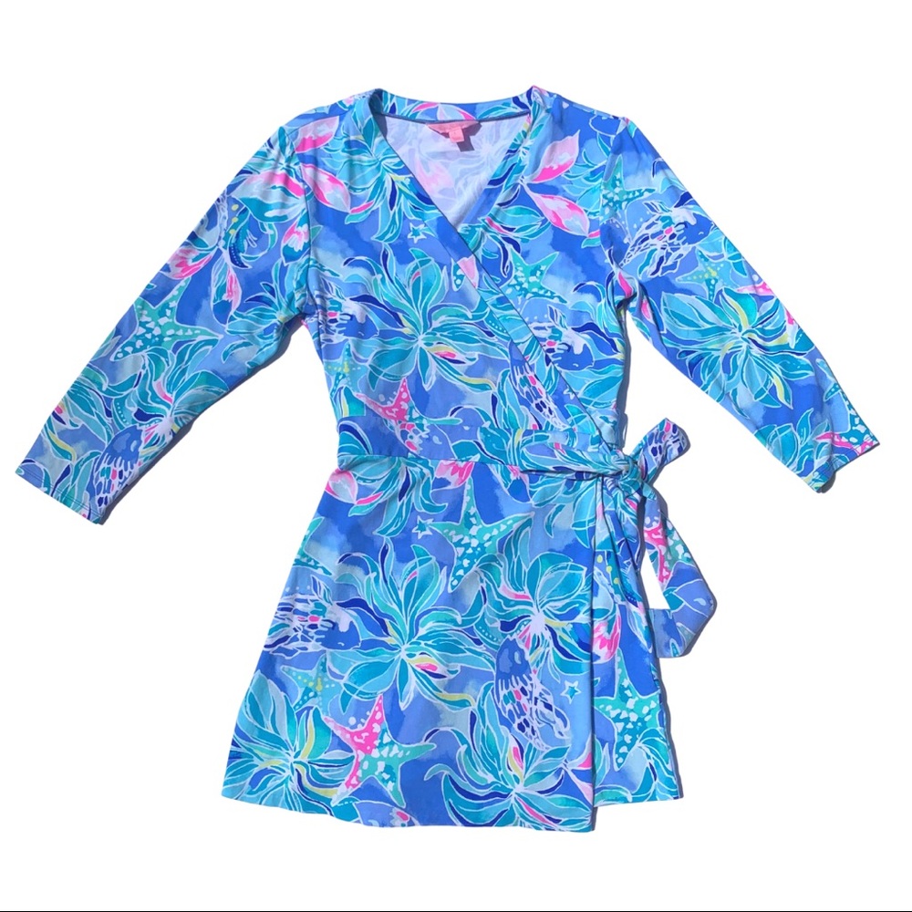 Lilly Pulitzer Karlie Wrap Romper Celestial Seas L